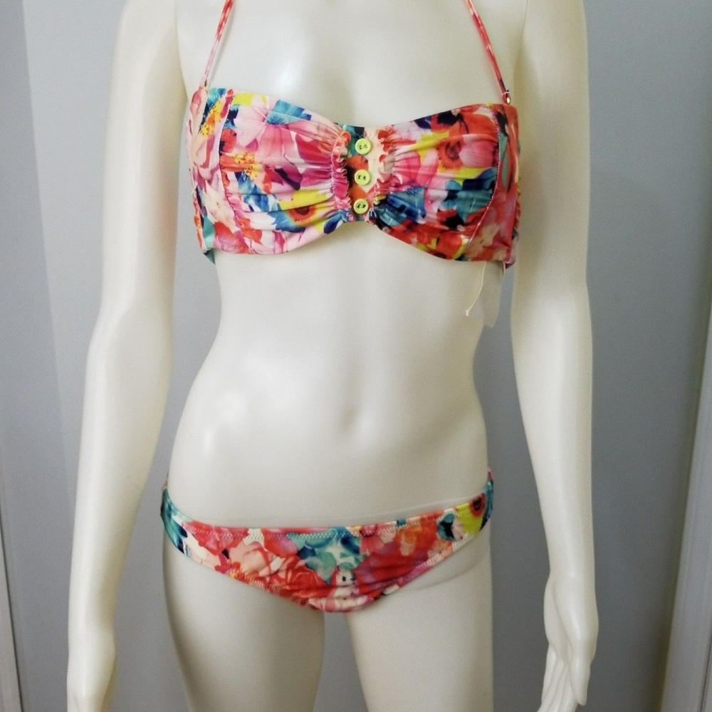 Raisins Women Swimsuit 2Pc Bandeau Top Bikini Sz M